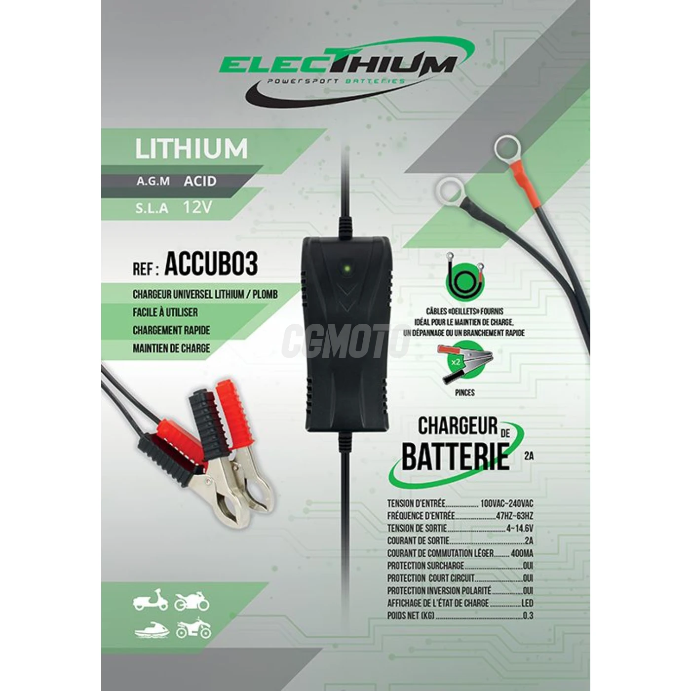 Electhium Chargeur Batterie Moto et Scooter Electhium Chargeur Batterie Moto et Scooter